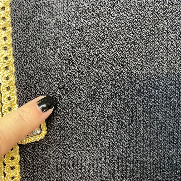 St. John Collection Marie Gray Black Full Zip Cardigan Jacket Gold Trim - Picture 4 of 11